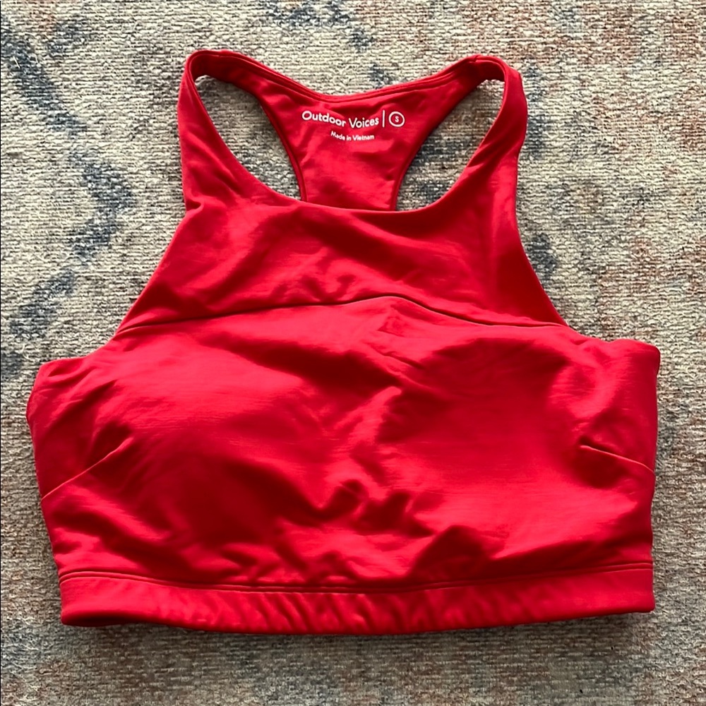 Outdoor Voices Red Sports Bra High Neck Racerback
